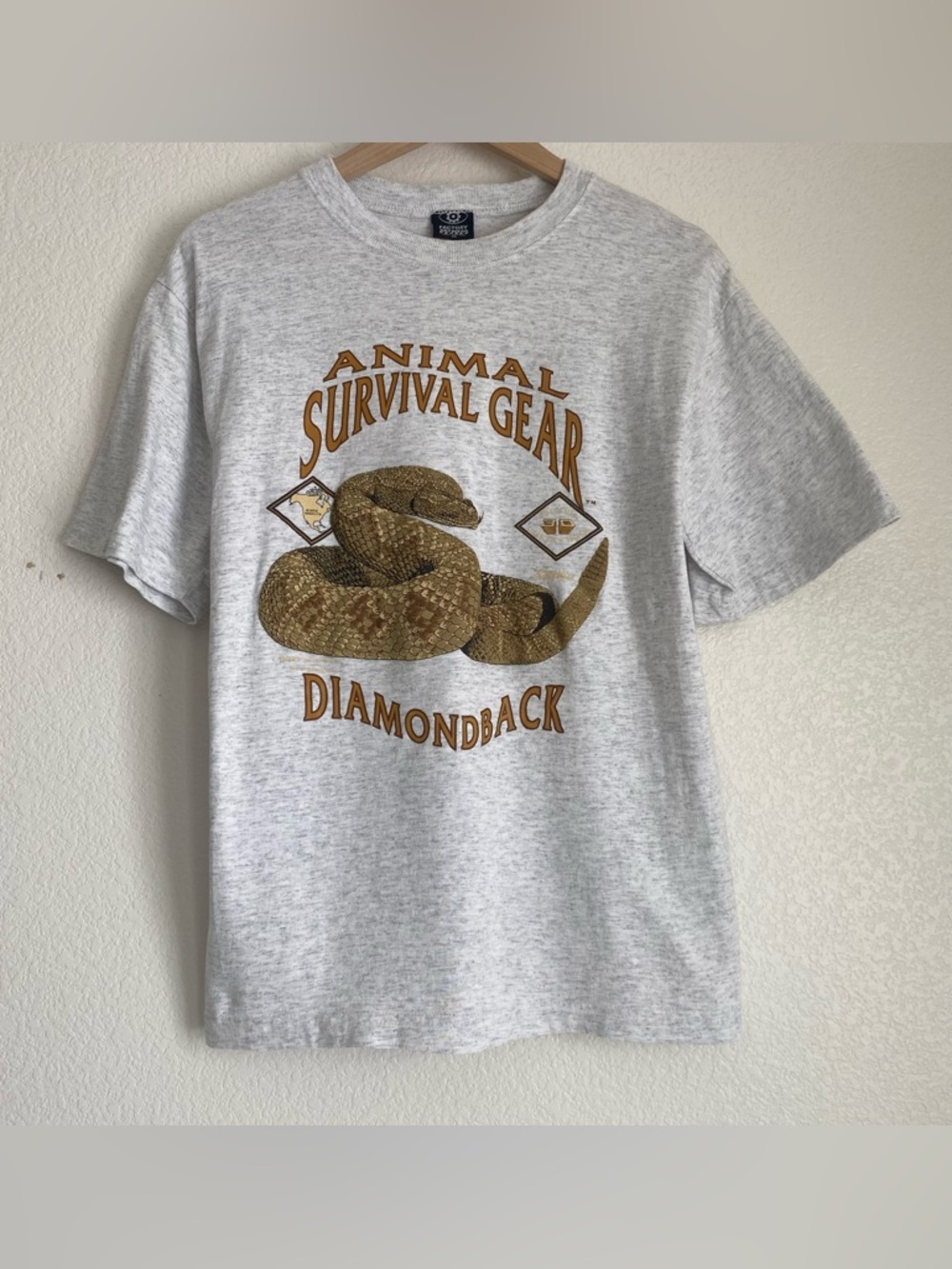 Vintage 1993 Animal Survival Gear Diamond Back Snake puff print t-shirt